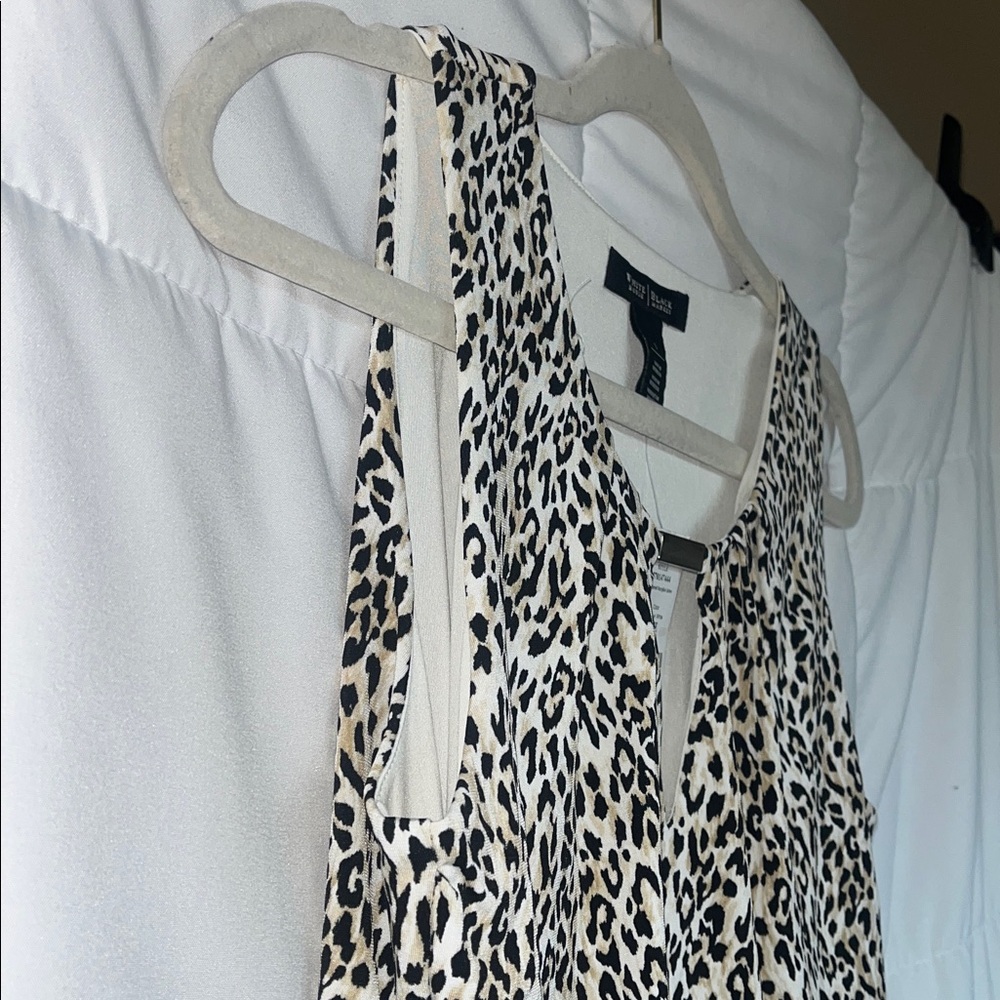NWT WHBM Surpliced Leopard Print Ruched Side Stretch Cami Tank Blouse S - Picture 7 of 8